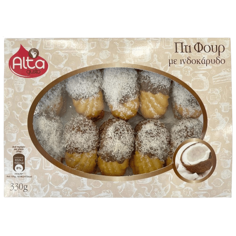 Alta Gusto PTI-Four mit Kokusnuss (330g) von Alta Gusto bei Araxxon  - Hochwertiges griechisches Produkt.   Alta Gusto PTI-Four mit Kokusnuss (330g) από Alta Gusto στο Araxxon  - Αυθεντικό ελληνικό προϊόν.